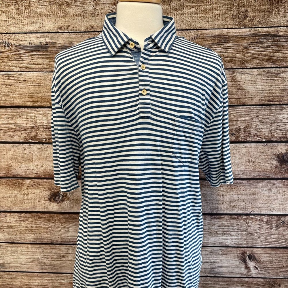 Peter Millar Polo Shirt 2XL Cotton Blue White